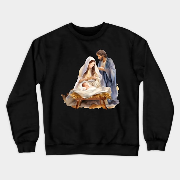 Watercolor Nativity Scene Crewneck Sweatshirt by nomanians